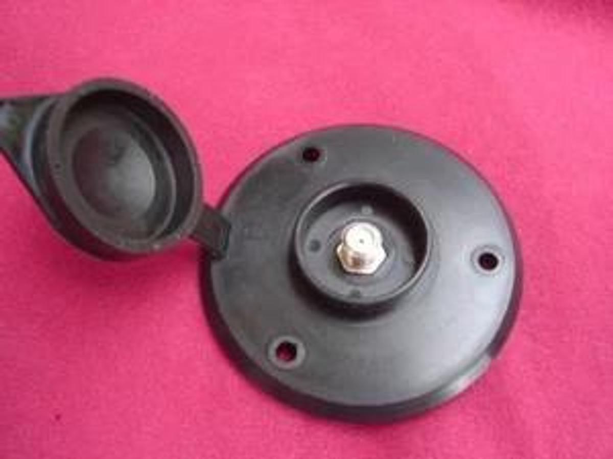 RV exterior Black Cable TV receptacle round camper motorhome pop-up trailer