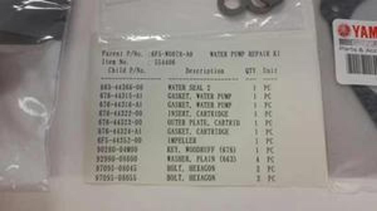 Yamaha Outboard Water Pump Impeller Kit C40HP 6F5-W0078-A0-00