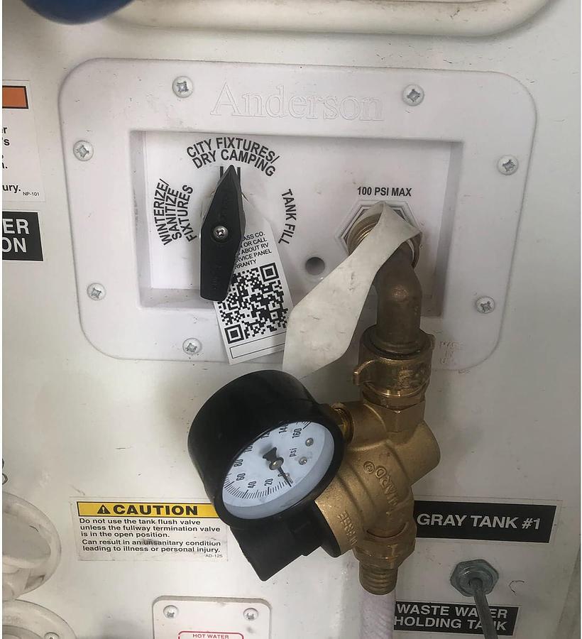 ABCO RV MANRV101-RF RV Water Service Panel with 4 Function, 3 Position Low Lead Brass Valve Supply for Tank Filling and Maintenance