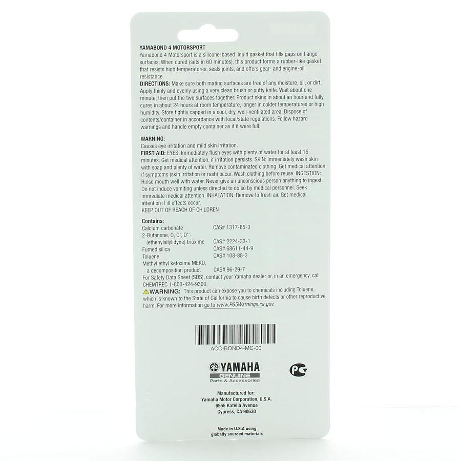 Yamaha Original OEM Yamalube Yamabond 4 Silicone Based Liquid Gasket Yamaha Part# Acc-YAMAB-ON-D4 - (1) 2.5 oz Tube