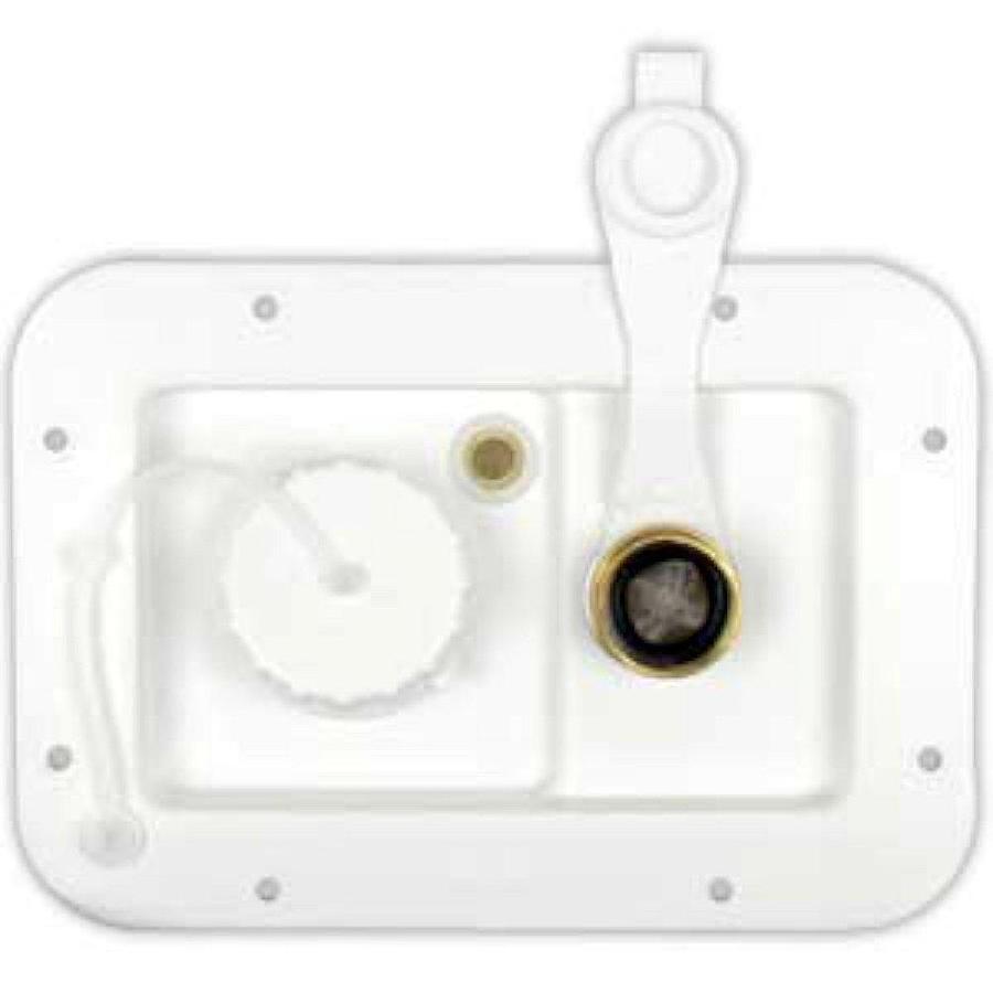 JR Products 497-AD-26-A Polar White City/Gravity Water Hatch with Brass Check Valve