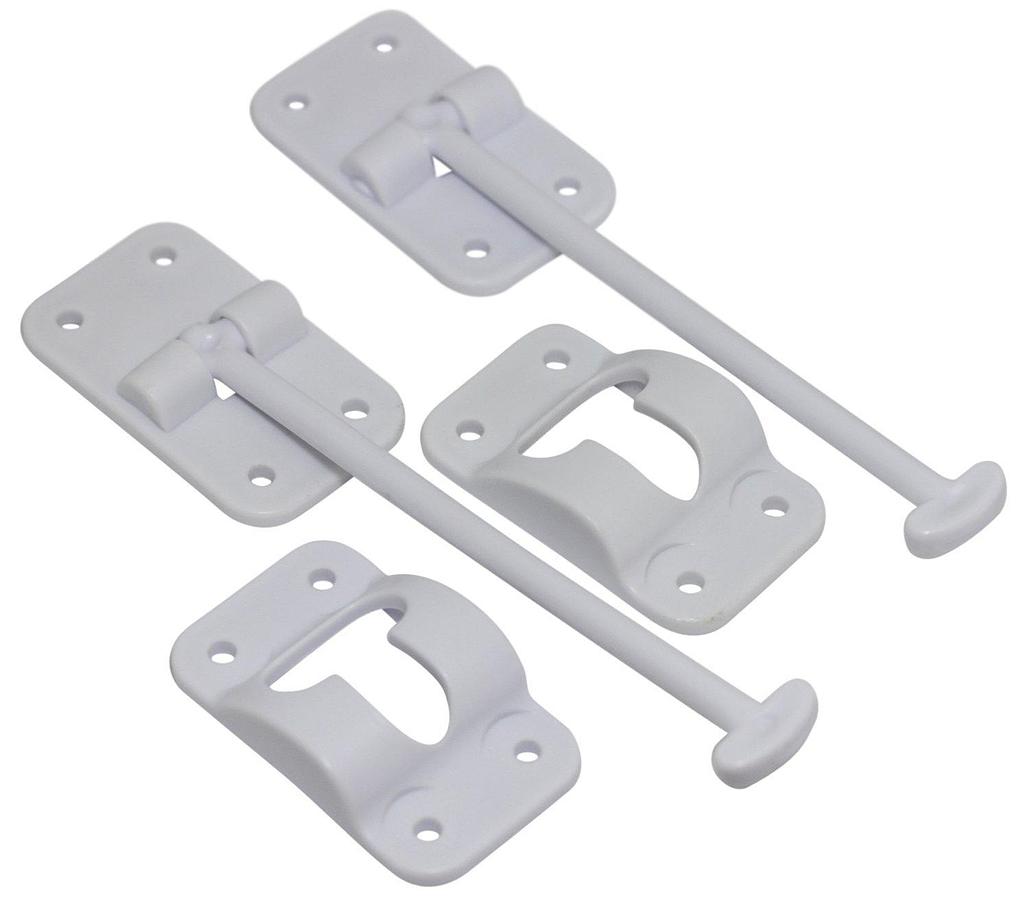 2 Pack: RV T-Style Door Holder Catch 6" for Latch Holder Camper Trailer Cargo Hatch White