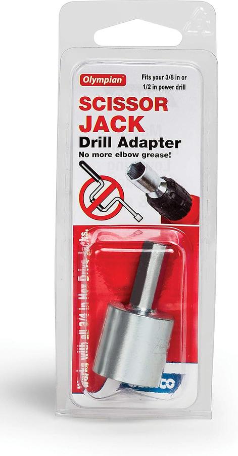 Camco RV Leveling Scissor Jack Socket Drill Adapter - Fits 3/8" and 1/2" Power Drills - Works With All 3/4" Hex Drive Jacks (57363)