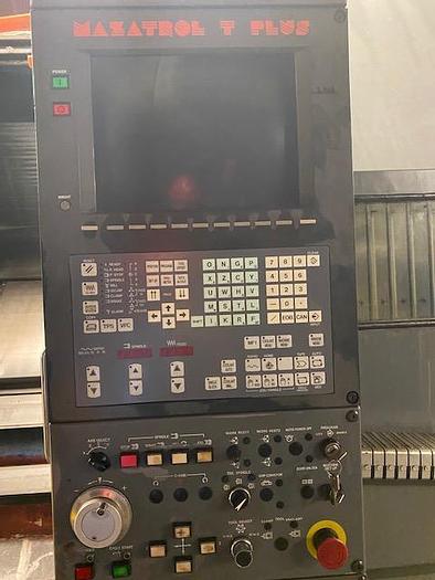 Used Mazak CNC Lathe, Model Slant Turn 50N 3000U, Swing 31.7", Turning Diameter 22", Cutting Length 121.4", 15 Position Turret, Mazatrol T Plus Control