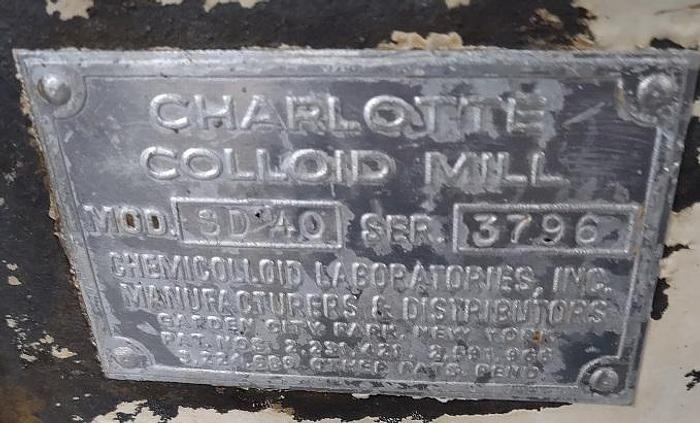 Used Charlotte Chemicolloid SD-40 Colloid mill 50 HP