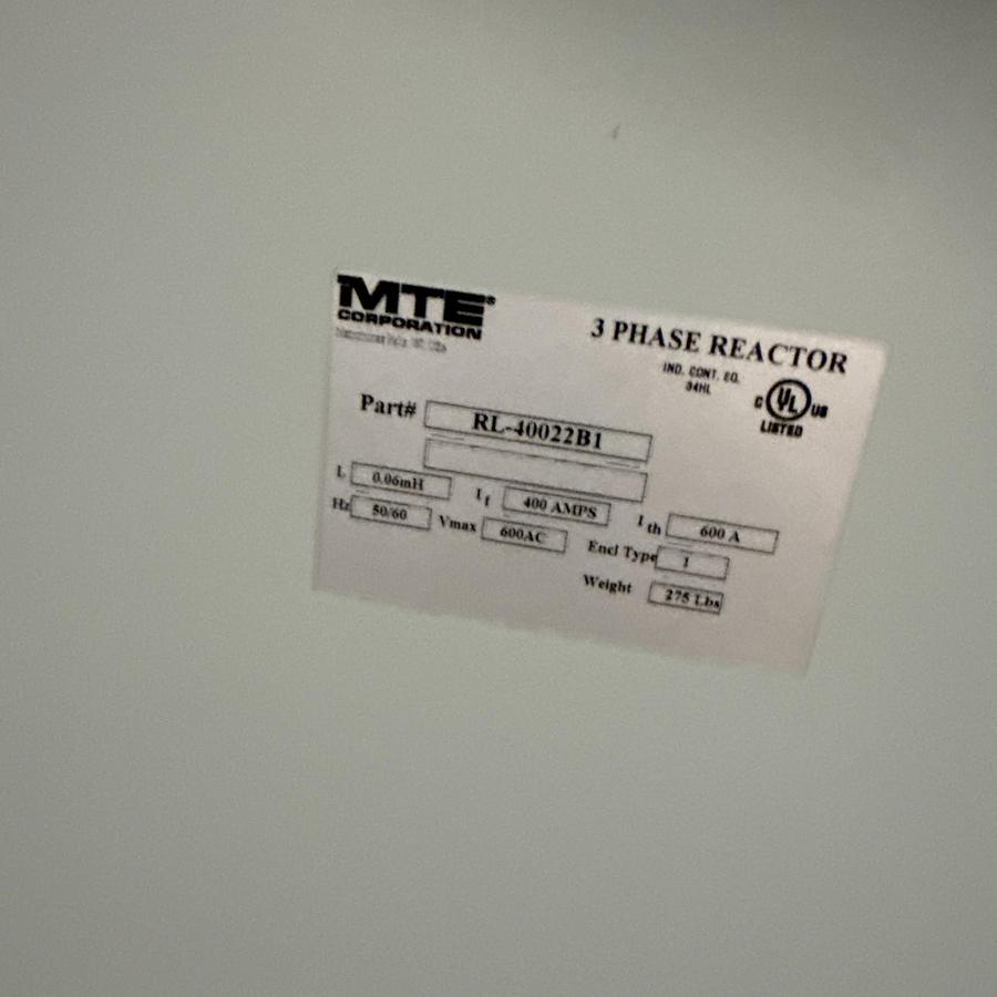 MTE 40022B1 3 Phase Reactor 400 Amp