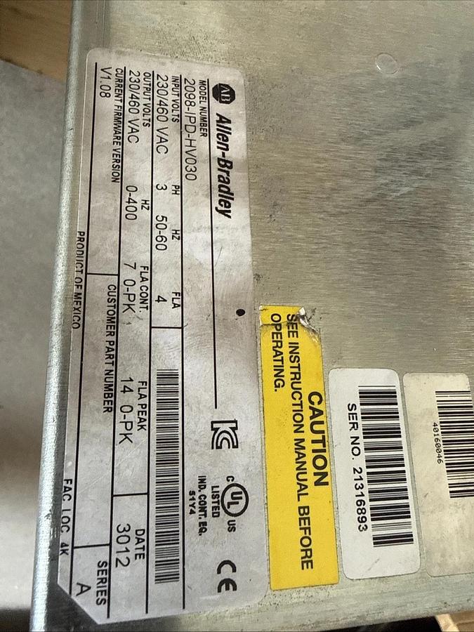 Used ALLEN BRADLEY 2098-IPD-HV030 / 2098IPDHV030