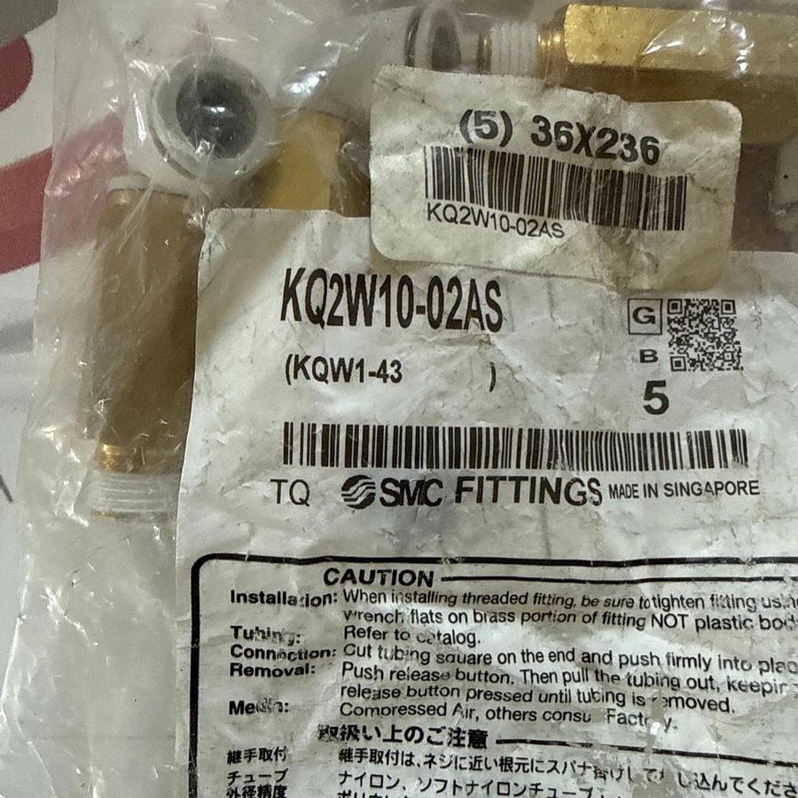 SMC KQ2W10-02AS Extended Male Elbow 90° 10mm Tube X 1/4" NPT Bag of (5)