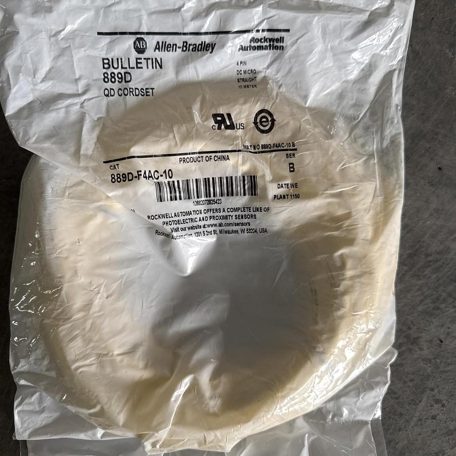 AB Factory Sealed Allen Bradley 889D-F4AC-10 Cordset 10m Long, 4-Pin, 250V NEW