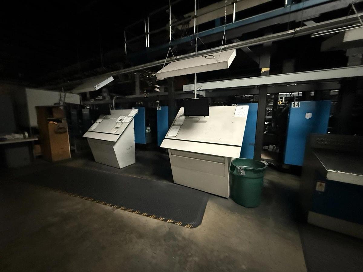Used Harris V30 16 Unit printing press, 2 JF35 folders, Martin Splicers GMI Color