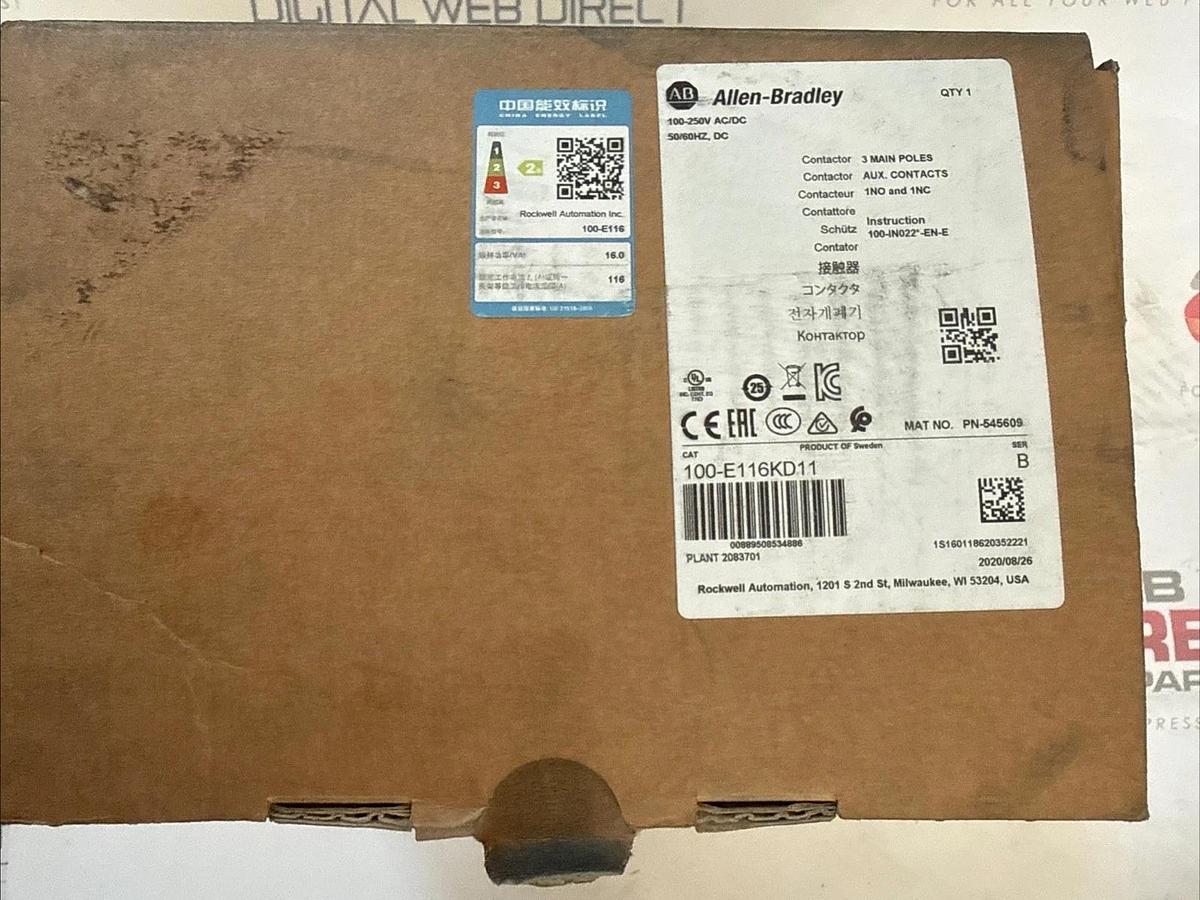 Allen-Bradley 100-E116KD11L 116A    100-250V AC/DC 3 Main Poles NEW 889508534961