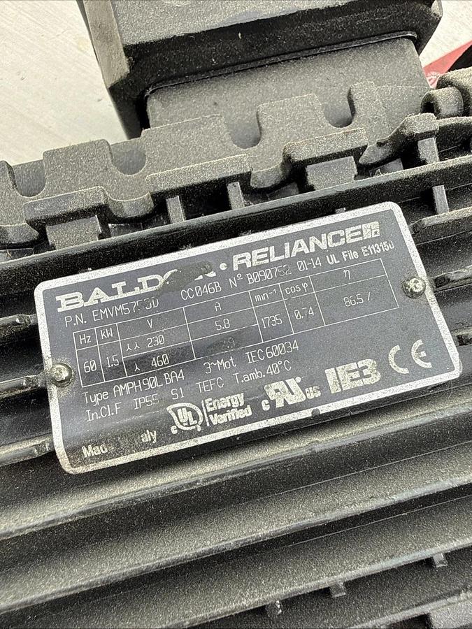 Refurbished Baldor Reliance EMVM5700D 1.5 KW 2.0 HP Rebuilt