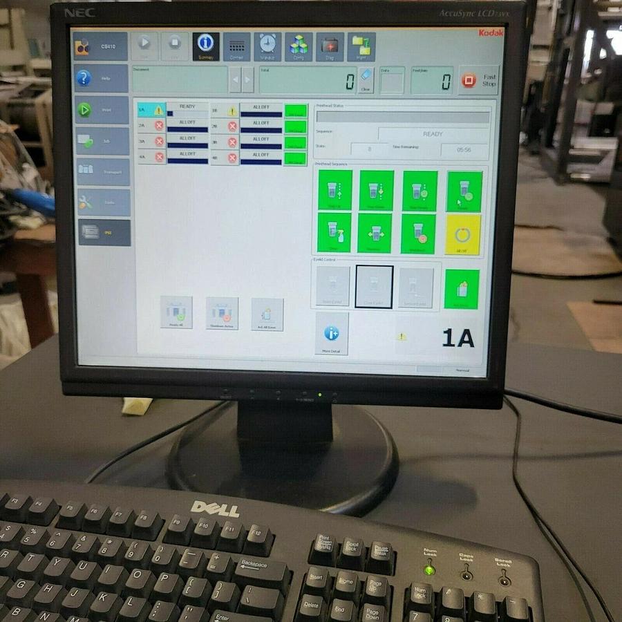 Used Kodak Prosper S10 inkjet system 6 heads, dual fluid stations, Windows 10
