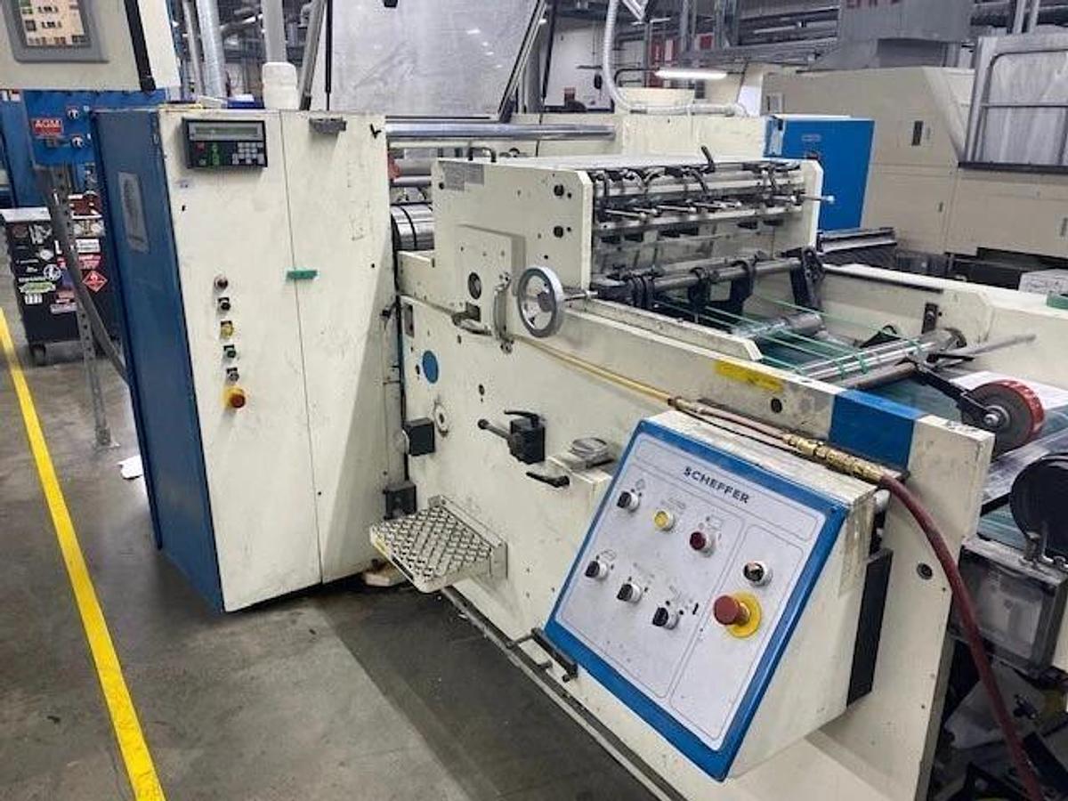 Used Scheffer Rotary cutter with T.E.D for 17.750" cutoff 26.5" wide printing press