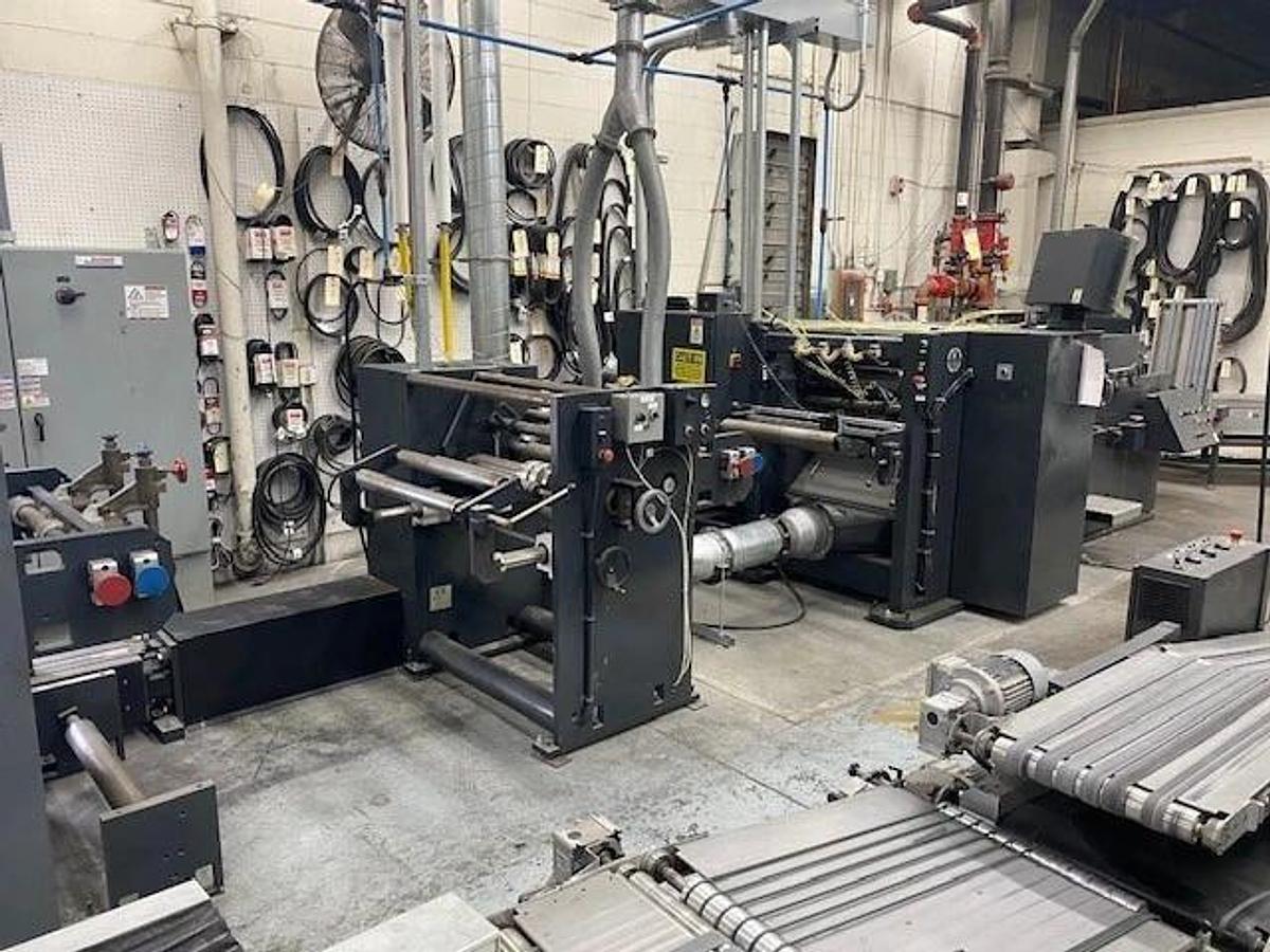 Used Scheffer servo Inline Offline Finishing with Plows, Ribbon Deck, Die Cutter