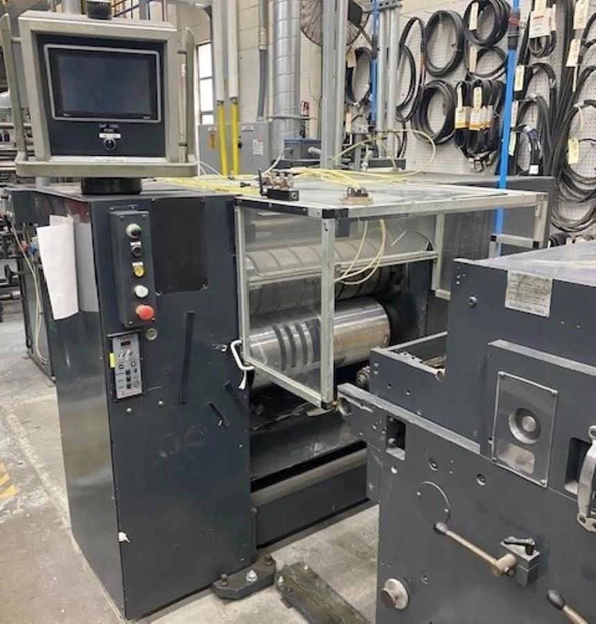 Used Scheffer servo Inline Offline Finishing with Plows, Ribbon Deck, Die Cutter