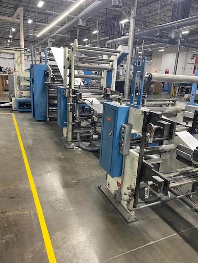 Used Scheffer Rotary cutter and AGM/WPM inline finishing equipment, Jetweb, Vits