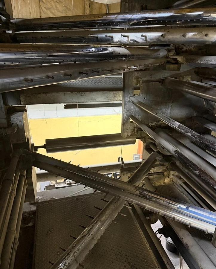 Used 2 in 4 out ribbon deck for web printing press 22.750" cutoff Shear slitters