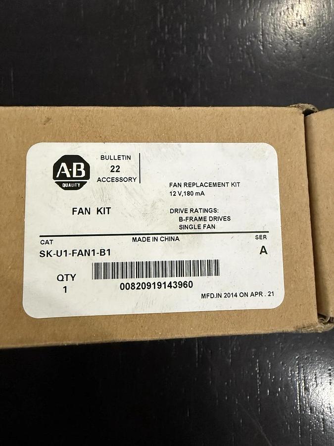 Allen Bradley SK-U1-FAN1-B1 Ser. A Brushless Fan Kit 12V 0.18A EFB0412VHD NEW