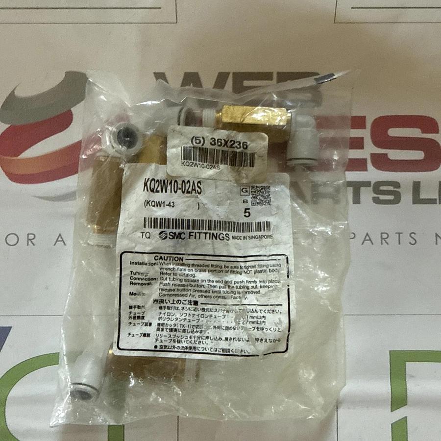 SMC KQ2W10-02AS Extended Male Elbow 90° 10mm Tube X 1/4" NPT Bag of (5)
