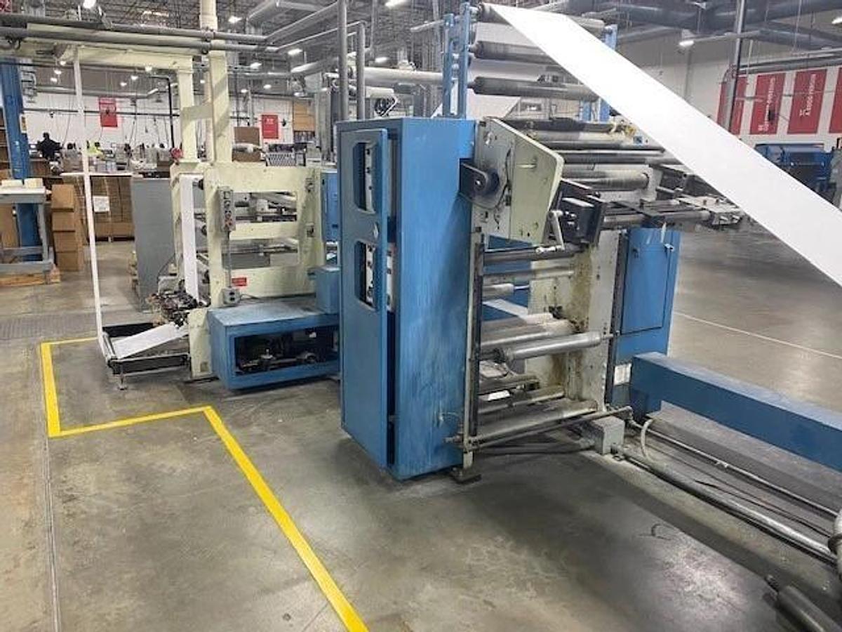 Used Scheffer Rotary cutter and AGM/WPM inline finishing equipment, Jetweb, Vits