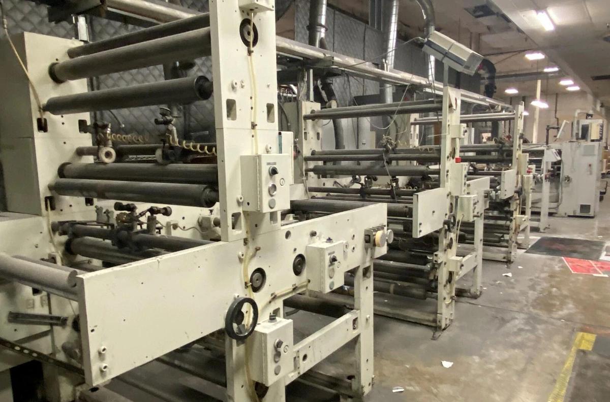 Used Scheffer rotary cutter with high speed T.ED delivery and shear slitter WPM