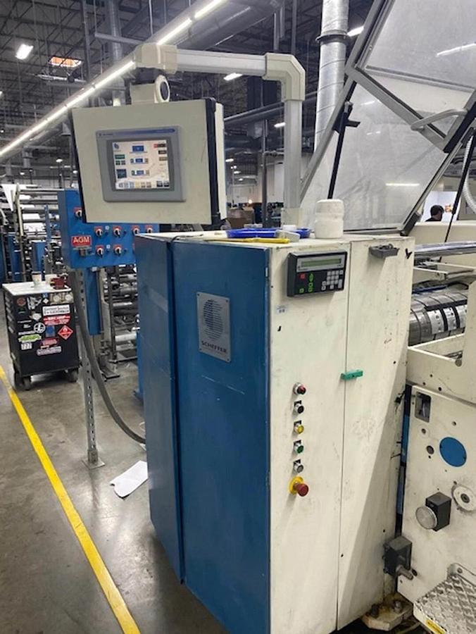 Used Scheffer Rotary cutter and AGM/WPM inline finishing equipment, Jetweb, Vits