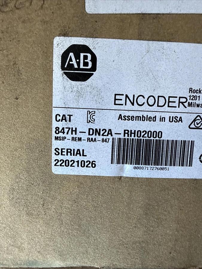 Allen Bradley 847H-DN2A-RH02000 Incremental Encoder (New Factory Sealed)