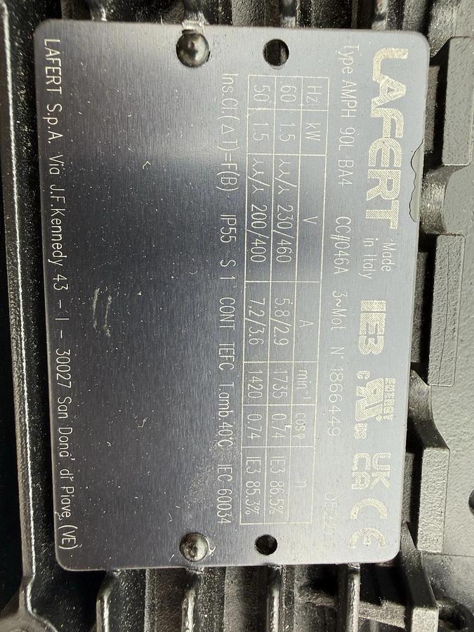 Refurbished LAFERT 1.5KW 2.0HP ELECTRIC MOTOR AMPH90LBA4