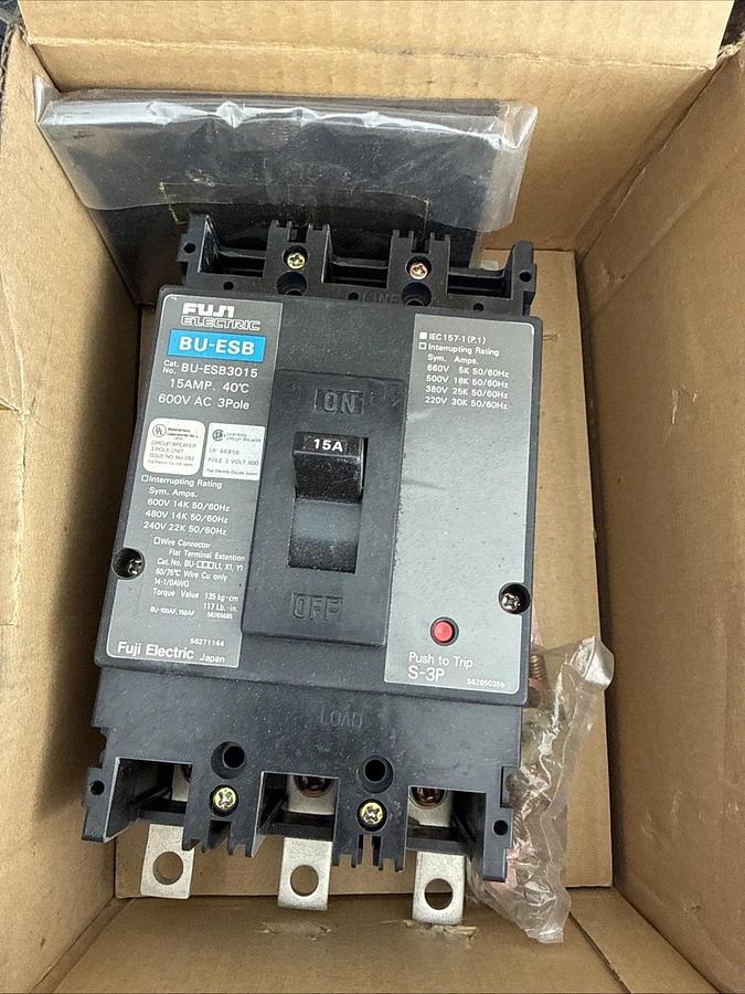 FUJI ELECTRIC BU-ESB  BU-ESB3015 Molded Case Circuit Breaker 3p 15a Amp 600v NEW