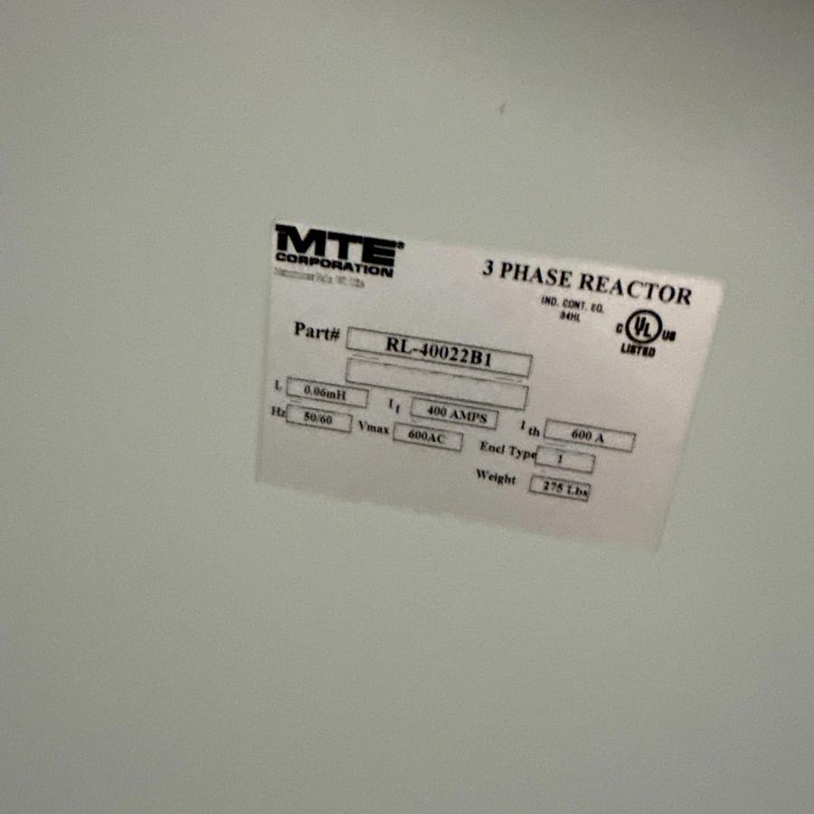 MTE 40022B1 3 Phase Reactor 400 Amp