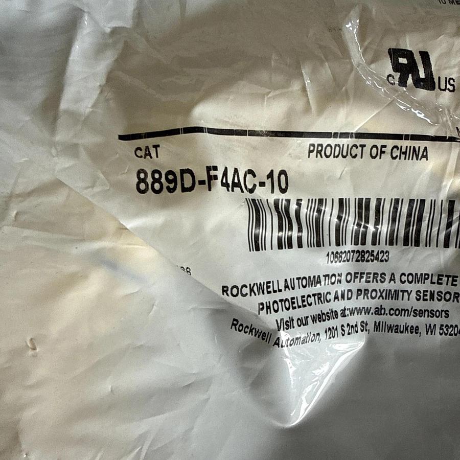 AB Factory Sealed Allen Bradley 889D-F4AC-10 Cordset 10m Long, 4-Pin, 250V NEW
