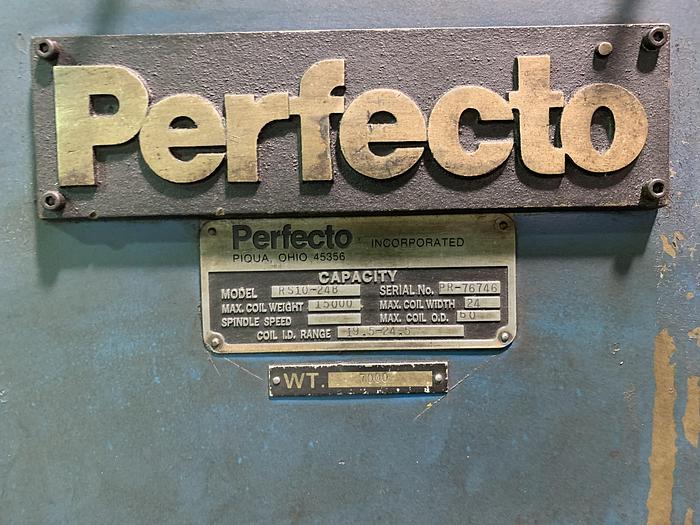 Used PERFECTO DECOILER AND STRAIGHTENER LINE 15,000 LBS X 18" X .187"