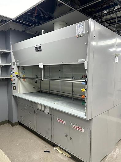 Used Kewaunee Scientific 8' White Fume Hood, Split Sash