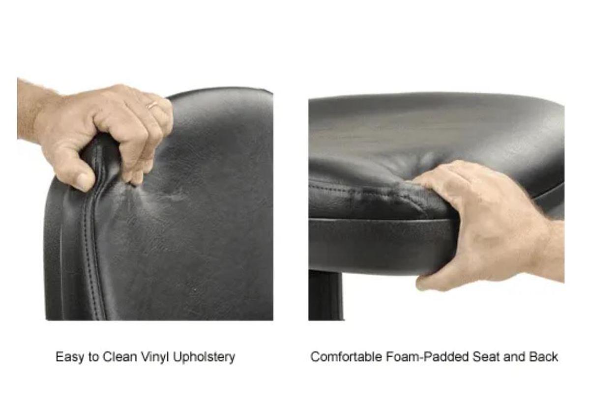 2025 Vinyl Task Stool, 360° Footrest, Black Labrotory Chair