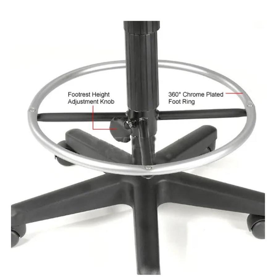 2025 Vinyl Task Stool, 360° Footrest, Black Labrotory Chair