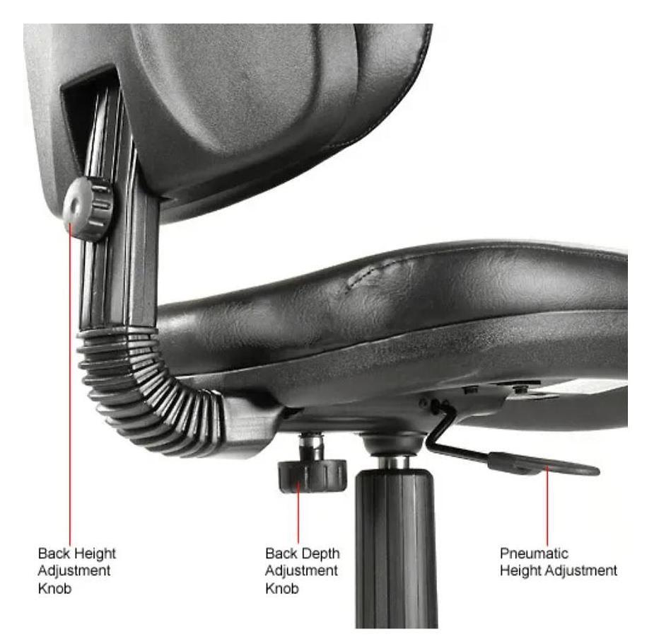 2025 Vinyl Task Stool, 360° Footrest, Black Labrotory Chair