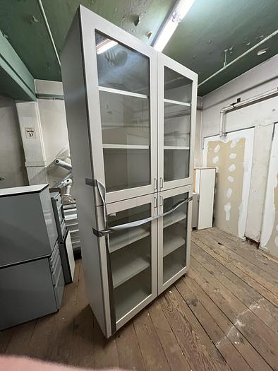 Used Used Tall Floor Case, Framed Glass Doors, Hinged, Institutional Grade Laminate