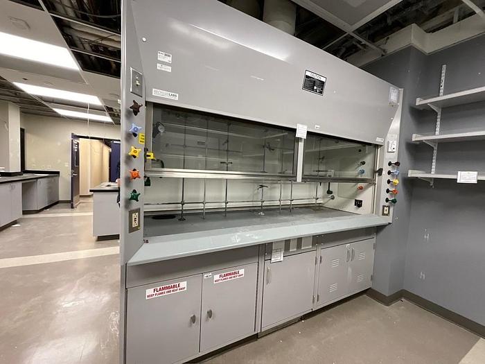 Used Kewaunee Scientific 8' White Fume Hood, Split Sash