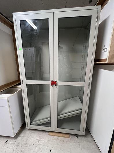 Used USED Metal Floor Case, Framed Glass Doors. Hinged