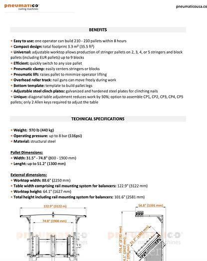 Used 2022 Pneumatico PT-1900 Pallet Nailer