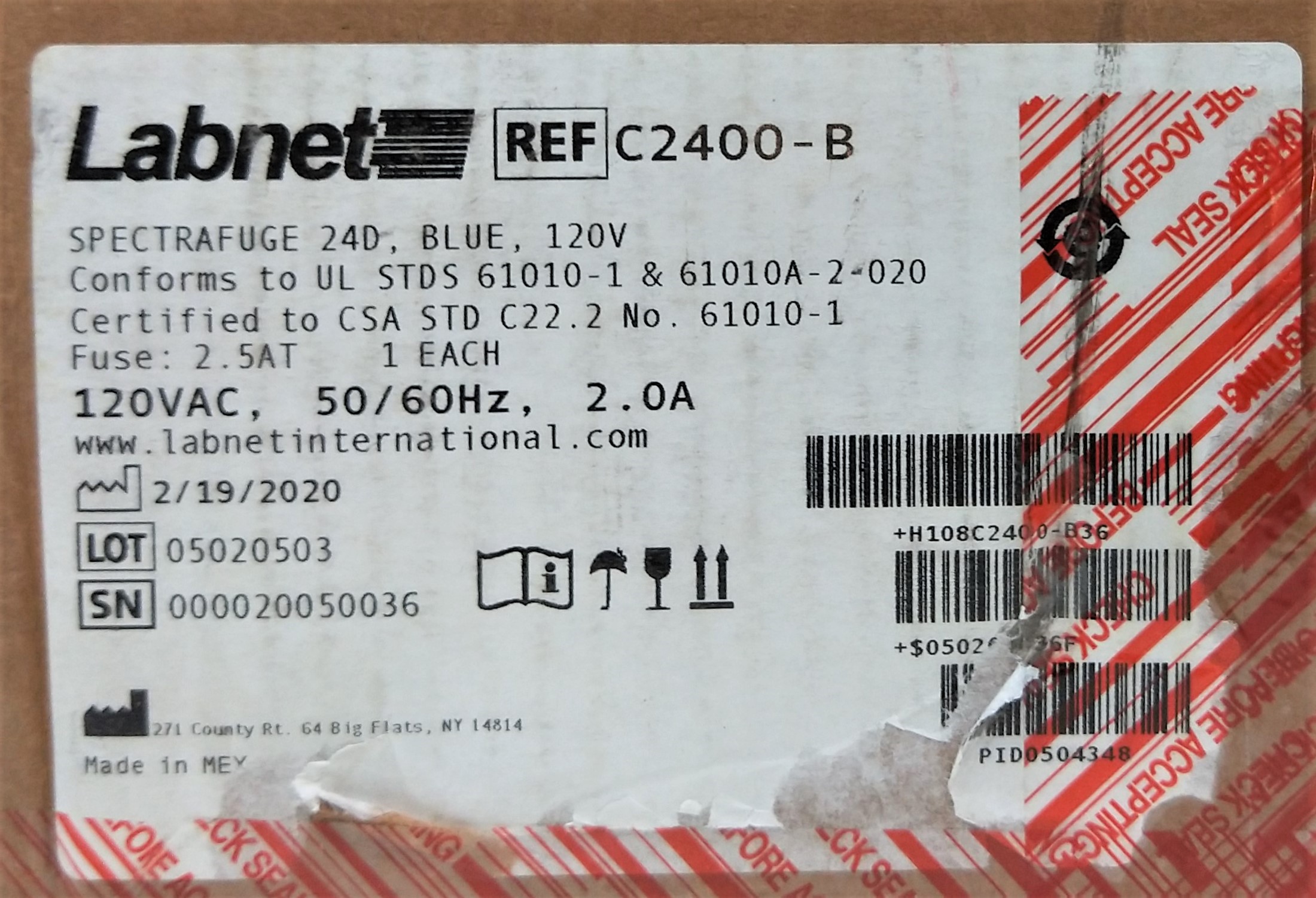 New Open Box Labnet Spectrafuge 24D MicroCentrifuge - 24 x 1.5 - 2mL