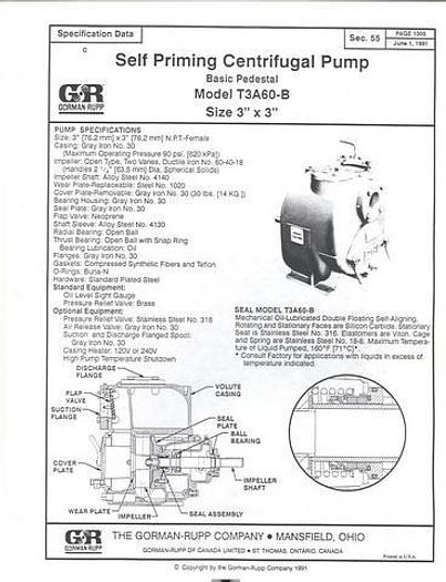 Used Gorman Rupp T3A60-B Trash Pump, With Base And Motor, 1-1/2 Hp, 880 Rpm, 460 Volt #13054