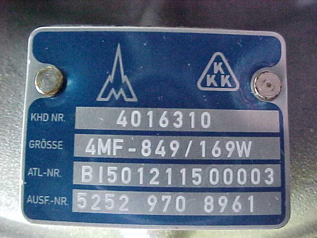 Used KKK 4MF-849/169W