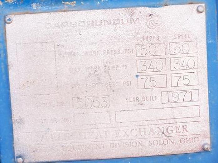 Used Used Carborundum approximately 16 sq. ft. graphite shell and tube heat exchanger