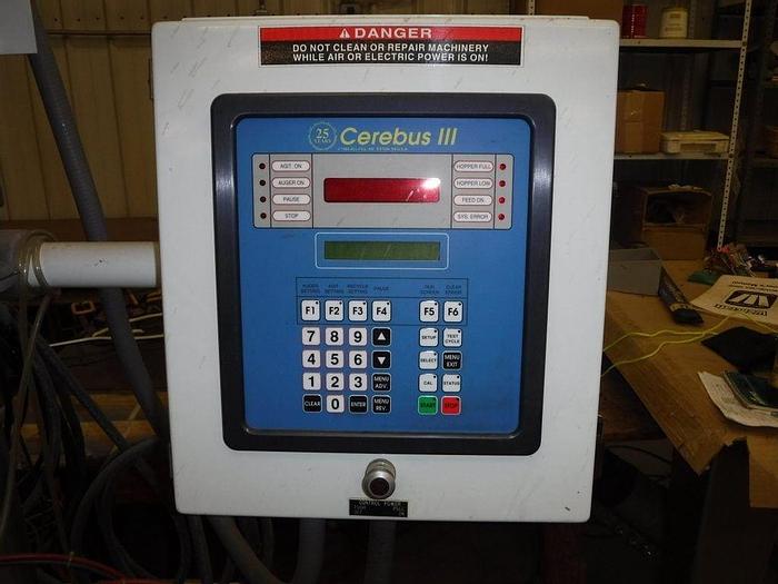 Used ALL-FILL CEREBUS III SHAA400 FILLER WITH CONVEYOR, LABELER & ACCUM. TABLE