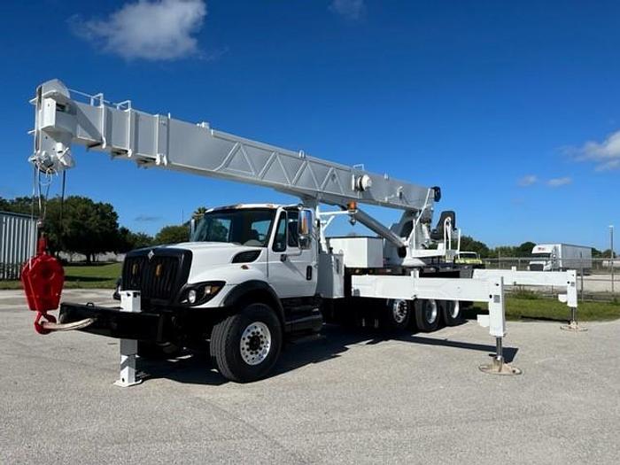 Used Altec AC38-103 38 Ton Crane Boom on 2008 International 7500 6x4 Flatbed Truck – C70823