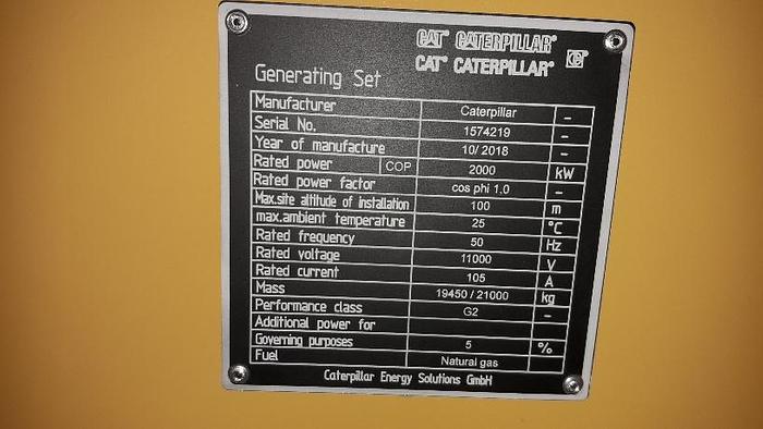2 MW 2018 New Caterpillar CG170-20 Natural Gas Generator Sets