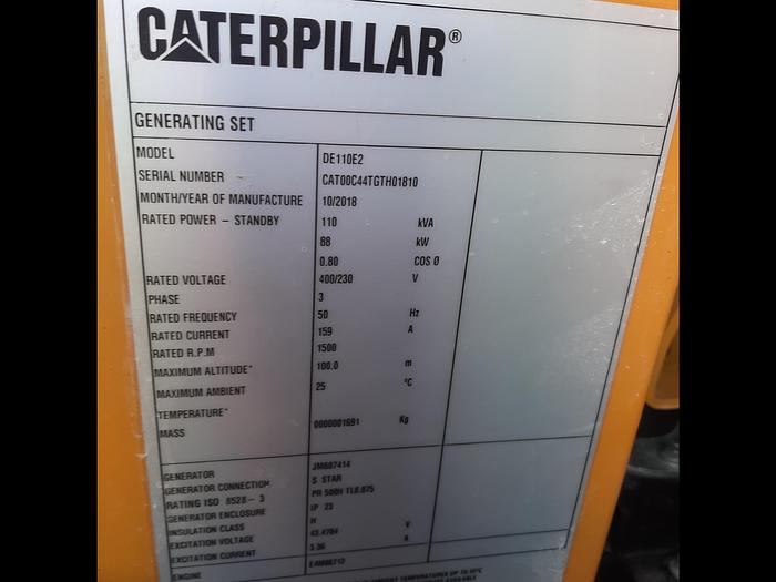 Used 2018 CAT 110KVA DE110E2