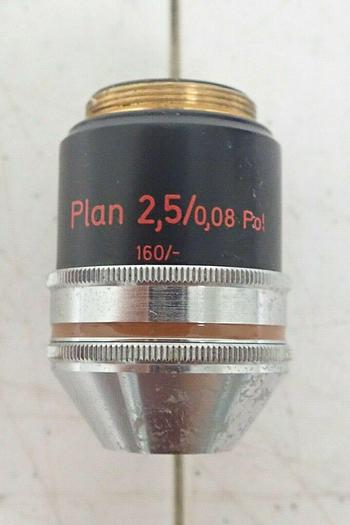 Used Zeiss 460118-9902 Plan 2,5/0,08 2.5/0.08 Pol 160/- Microscope Objective